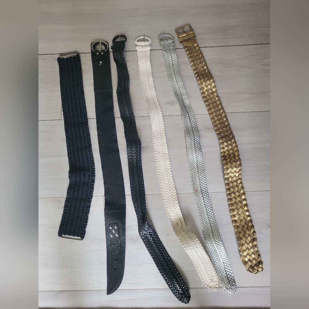 Elegant & Casual Women's Belt Bundle - Black, Silver, Gold & White